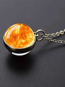 1pc Solar Universe Galaxy Pendant Necklace, Glass Ball Pendant Necklace, Fashion Jewelry Accessories Men's Gift