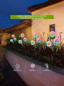 1 pièce / 2 pièces Lumières de jardin solaires LED en forme de pissenlits - Éclairage extérieur paysager à boules multicolores avec design de piquet résistant aux intempéries pour parcs, jardins et décorations de fête, mise en valeur du paysage | Lumières décoratives pour pelouse | Lumières solaires de jardin