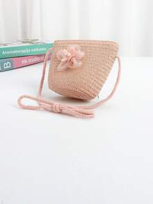 1pc Girls Cute Cartoon Fairy Flower Woven Princess Handbag, Suitable For Everyday Use - Flowers - View 7