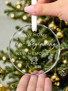 Nova Casa, Novo Começo, Novas Memórias, Novos Presentes de Inauguração da Casa, Enfeite Decorativo de Vidro 2025, Decorações de Natal para Nova Casa, Presentes de Inauguração para Nova Casa, Decoração de Árvore de Natal, Presente de Mudança para Família