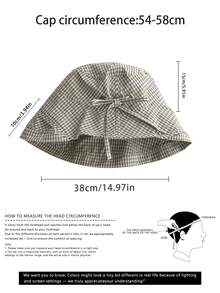 女士格子带渔夫帽,卷边防晒时尚夏季轻便透气百搭渔夫帽 - 多色 - 查看 4