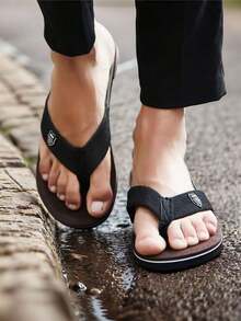 1 Pair Men's Lightweight Massage Casual Breathable Slippers, Suitable For Indoor And Outdoor Use, Summer - Brown - View 8
