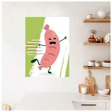 1pc Frameless Cute Vegetable Humorous Onion Carrot Broccoli Tomato Sausage Posters Vintage Painting Printing Wall Arts Modern Minimalist Restaurant Kitchen Wall Art Decoration Home Decoration ,Wall Art With Frame