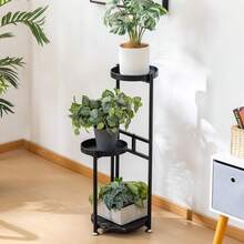4 Tier Plant Stand Indoor, Space-Saving Planter Shelves Flower Pot, Tiered Wrought Metal Flower Shelf Plants Holder Display Rack, Flower Pot Holder Shelf For Living Room, Patio, Balcony - 3層黑色 - 查看 6