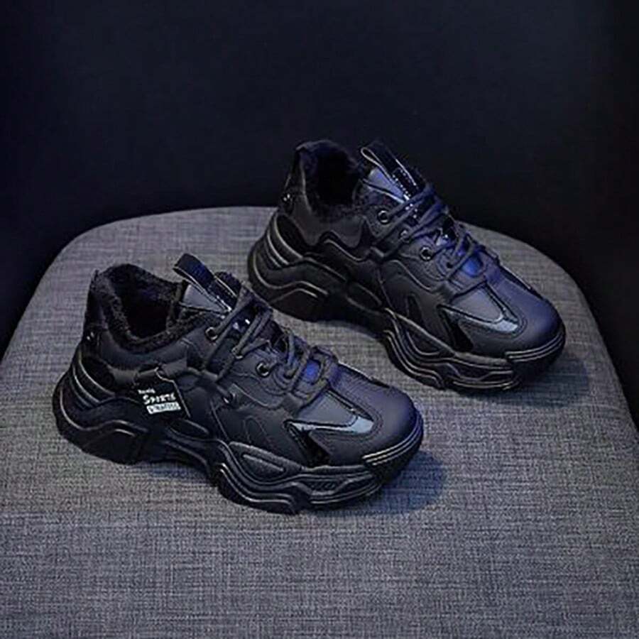 Tenis Deportivos Transpirables Con Plataforma - Negro - Ver 1