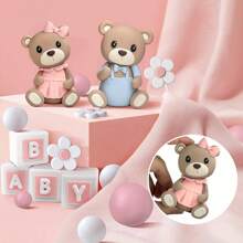 Decoración de pastel de oso de peluche lindo,Decoración para pastel de baby shower,Muñeca de goma blanda,Decoración para pastel de cumpleaños de oso de peluche,Decoración para baby shower,Decoración para fiesta de revelación de género