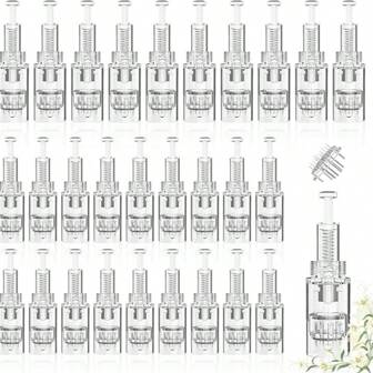 微针盒 12-42PINS 圆形纳米 3D、5D 纳米适用于 Dermapen 微针笔、电动微针 Derma 笔机械工具用于皮肤护理（螺旋式）、米诺地尔、Dermaroller、微针、美容、护肤产品、水疗、自我护理、护肤工具、面部护理、美容师用品、按摩、面部按摩工具、面部滚轮