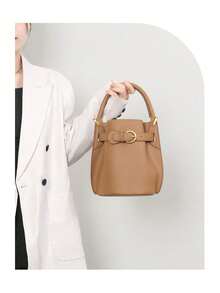 High-End Large Capacity Bucket Bag - SS Designer Leather, Versatile Crossbody/Shoulder - Beige - View 6
