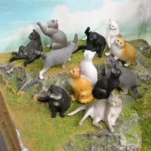 1pc/8pcs Realistic Mini Pet Cat Model Decoration Toys - Multicolor - View 4