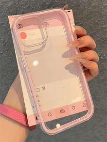 1 Stück INS einfache einfarbige Rand Transparente Handyhülle kompatibel mit iPhone16 15 14 13 12 11 Pro Max Plus Soft Rückseite - Pink - Übersicht 2