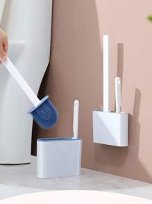 2 cepillos de inodoro, cepillo de inodoro de silicona, cepillo de inodoro montado en la pared, cepillo de limpieza, cepillo de inodoro sin rincones muertos, cepillo de limpieza de baño, cepillo de inodoro con caja de almacenamiento, cepillo de inodoro de mango largo, ahorro de espacio, fácil de limpiar, limpieza de baño, artículo esencial del hogar, adecuado para todas las personas, mejora la calidad de vida.