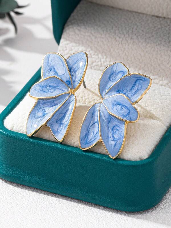 1 par de pendientes de aro de flor de aleación minimalista y de moda