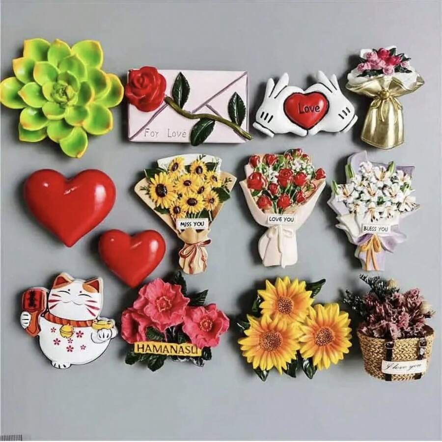 Bouquet Fridge Magnetic Decal 3D Magnetic Refrigerator Patch Delicate Decorative Magnet For Home - Multicolor - View 1