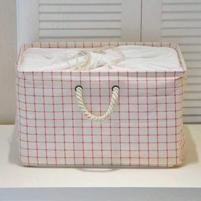 Drawstring Linen Waterproof Storage Box With Lid For Home Organization, Foldable Dirty Laundry Basket, Soft Linen-Look Fabric, Moisture Resistant And Fold Flat, Portable Closet Bin, Ideal For Bedroom Dorm Apartment, Keep Dirty Clothes Separated And Hidden, Sturdy Frame, Cleanable Interior, Multi Purpose Storage And Travel Companion, Practical Laundry And Linen Hamper With Convenient Drawstring Closure