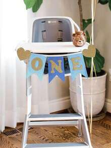 1 Set Blue 1st Birthday Party Decorations, Including: 1st Birthday Party Wall Backdrop Decor, Blue Theme Birthday Party Room Decor Table Runner, Blue Theme 1st Birthday Party Baby Chair Hanging Decor Streamer, 1st Birthday Party Hanging Banner, Birthday Hanging Decor - Blue - View 6