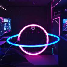 1 件 LED 银河霓虹灯，酒吧、生日、婚礼、派对、儿童房装饰照明，电池或 USB 供电，家居浪漫仙女灯 - 星球霓虹燈 - 查看 3