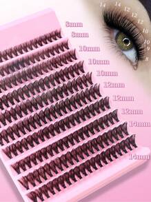 200 piezas Kit de extensión de pestañas DIY, pestañas en racimo D rizado, con pegamento para pestañas y pinzas selladas, racimos de pestañas mixtas de 8-16 mm, adecuado para uso doméstico Kit de racimos de pestañas, pestañas, pestañas postizas