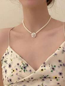 1 件女士性感内衣配饰 - 性感奢华山茶花项链，适合作为日常聚会、派对、情人节和周年纪念的礼物