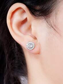 1 Pair Fashion 925 Sterling Silver Cubic Zirconia Stud Earrings Wedding Anniversary Ear Jewelry For Women Gift Fine Jewelry - 1# - View 5