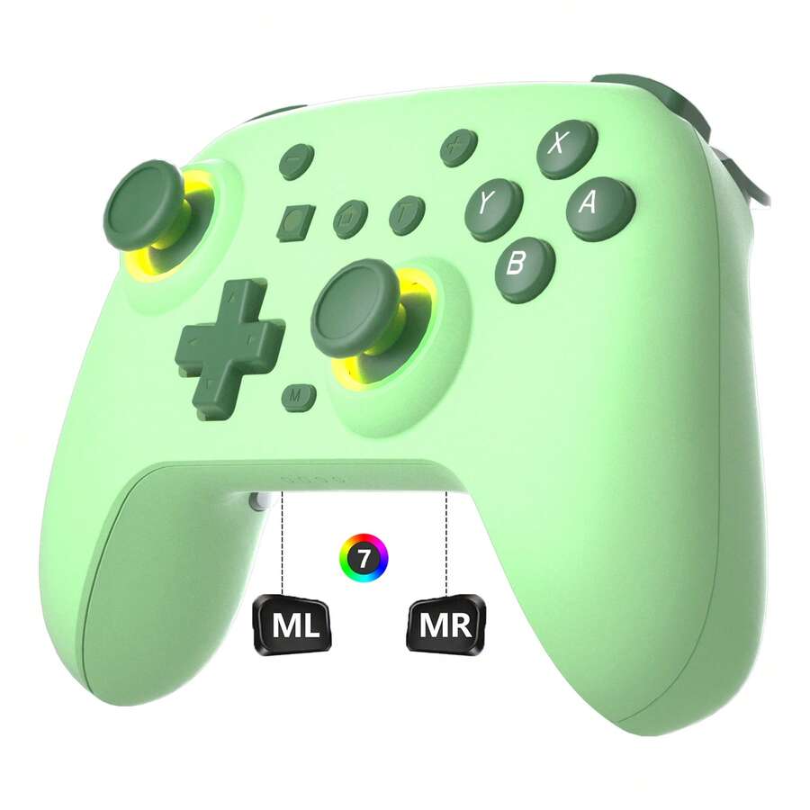 Wireless Controller, Suitable For Switch/Lite Controllers, With Dual Vibration/LED Lights, Gyro Axis, Motion Support Wake-Up, And Adjustable Turbo Function - 薄荷綠 - 查看 1
