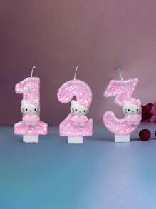 Sanrio 1 pezzo - Candela per festa di compleanno/festival a tema Sanrio, Dolce candela rosa di Hello Kitty, disponibile nei numeri da 0 a 9, decorazione per torta adorabile a forma di gattino