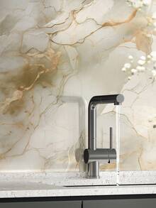 1卷大理石接触纸，撕下即贴台面，撕下即贴防水米色大理石接触纸，用于办公桌台面，接触纸自粘大理石壁纸，用于厨房墙面装饰，房间装饰贴纸，墙纸，墙贴，墙贴，厨房配件，厨房用品，厨房装饰