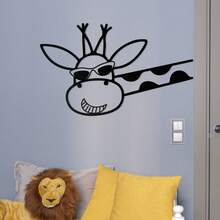 1pc Giraffe Metal Wall Decor, Sunglasses Giraffe Abstract Design, Indoor & Outdoor Wall Decoration