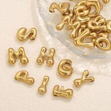 1pc Casual 304 Stainless Steel 18k Gold-Plated A-Z 26 Perforated Bubble Letter Pendant DIY Jewelry Pendant Accessories Suitable For Women's Daily Life Wear - Pendant - View 5
