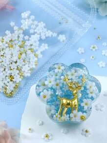1 sac d'accessoires en résine de fleurs acryliques colorées et blanches avec perles d'acier et perles de verre de remplissage, convient pour l'artisanat DIY, la décoration, les fournitures de moulage de bijoux, les projets DIY