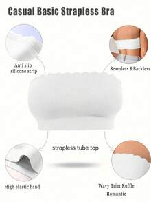 Women's Solid Color Strapless Seamless Wire-Free Bra - White - View 6