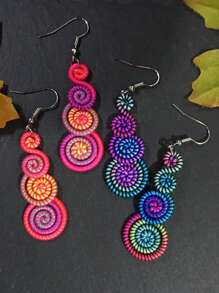 Handmade Colorful Retro Woven Rainbow Earrings, Fashionable Earrings For Women, Elegant Accessories For Home, Casual, Street, Party, Classic Souvenir, Ideal Gift For Valentine's Day, Birthday, Anniversary