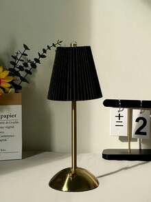 1pc USB Charging, Touch Control 3-Color Dimmable Pleated Fabric Bedside Lamp, LED Desk Metal Decor Ambient Lamp, Suitable For Living Room, Dining Room, Bedroom, Office, Holiday Gift (Built-In 18650-1200mAh Battery) - Multicolor - View 8