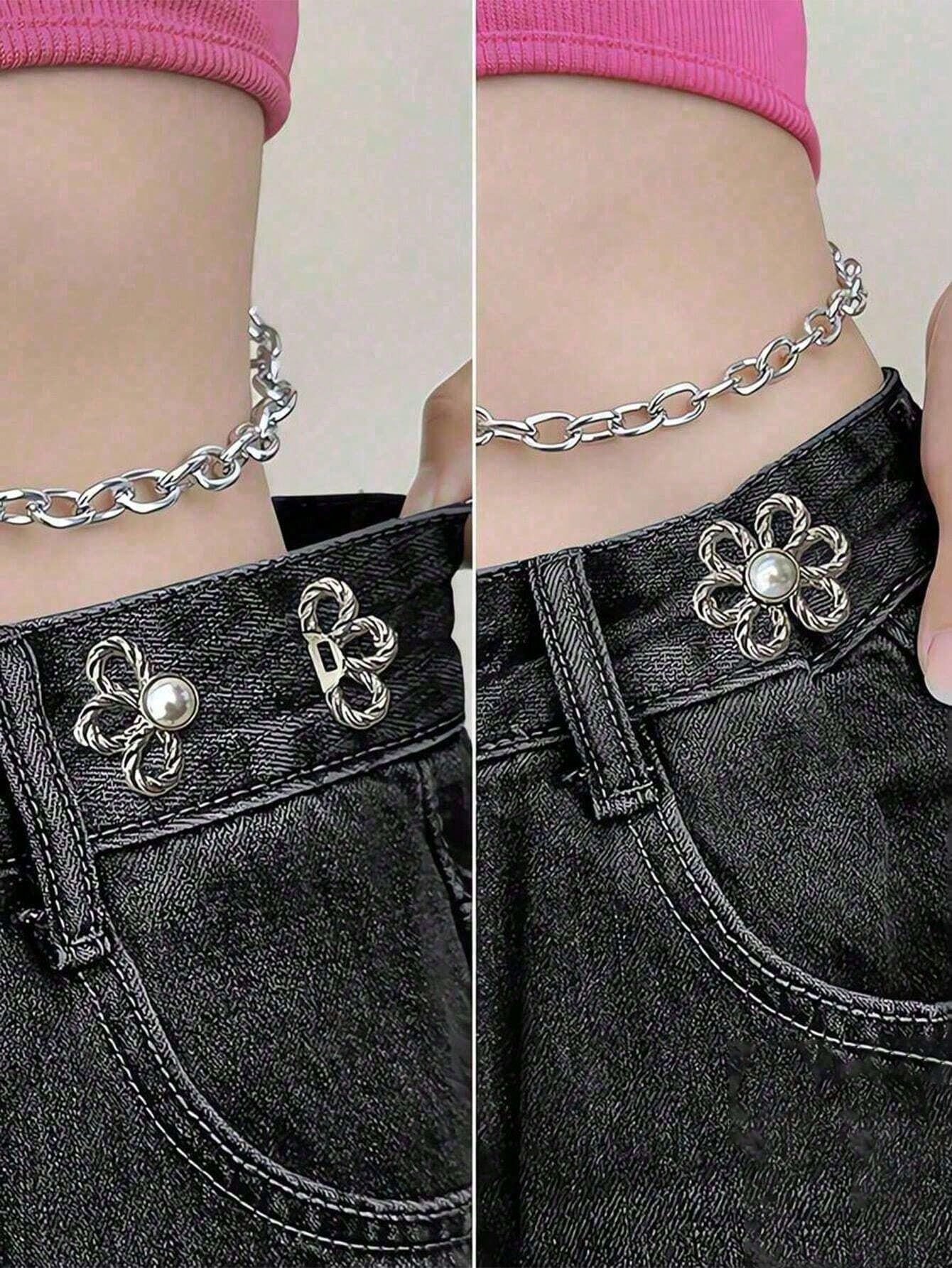 2 Conjuntos de Fivela de Flor Destacável de 6 Pétalas Invisível para Cintura, Botões de Cintura, Alfinetes para Colarinho de Camisa