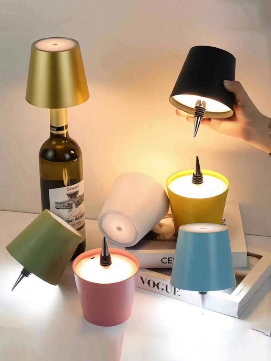 1pc Wine Bottle Lamp, Wireless Charging Touch Control 3-Color Dimmable Table Lamp, Bedroom Night Light, Suitable For Study/Dining Table/Bedroom/Bar, Ideal As Gift/Date/Dinner Atmosphere Light, Bedside Lamp, Modern Decor