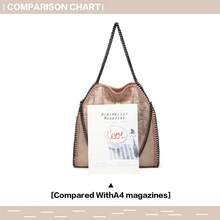 Women's Chain Strap Shoulder Bag – Faux Leather Foldable Slouch Tote With Zip Closure, Casual Soft Hobo Bag For Daily Use, Work Or Going Out - Gold Pink - View 6