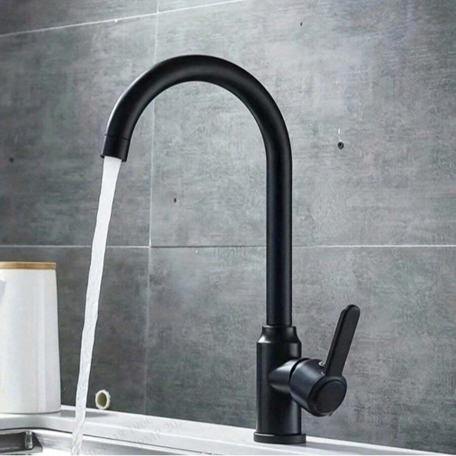 1 Set Kitchen Faucet + Water Supply Hose, Rotating Sink Tap, Hot And Cold Water, Suitable For Sink, Wash Basin, Home Use