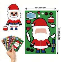 6pcs/12pcs Christmas Sticker Set, Santa Claus, Snowman, Deer Design, DIY Decal, For Christmas Party Favors, Gift Bags, Models, Birthday Decorations