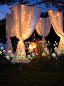 1 pièce / 2 pièces Lumières de jardin solaires LED en forme de pissenlits - Éclairage extérieur paysager à boules multicolores avec design de piquet résistant aux intempéries pour parcs, jardins et décorations de fête, mise en valeur du paysage | Lumières décoratives pour pelouse | Lumières solaires de jardin