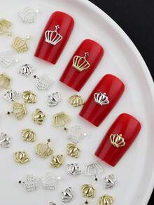 40 件 3D 40 件装星光指甲饰合金心形指甲饰水滴熔岩心形指甲饰银金色指甲饰适用于 DIY 美甲沙龙和家庭美甲