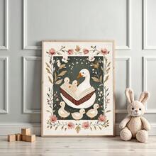 1 tấm tranh treo tường hình chú ngỗng ngốc nghếch có khung/không khung trang trí phòng trẻ em bằng vải canvas tối giản phong cách trang trại động vật kỳ quặc dân gian mộc mạc cho phòng khách, phòng ăn, căn hộ, trang trí nhà hiện đại - Nhiều màu - Xem 2