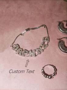 1 Stück anpassbares Weihnachtsgeschenk Schmuck Gleitenden Kette Zwei-Schichten Blase Namens-Buchstabe Charm Armband, Silber, Mode, einfach, Vintage, personalisiert, einzigartig, ideales Geschenk für sie, Freund, Freundin, Vater, Mutter, Familie, Freunde, Haustiere, Sohn, Tochter, Großeltern, Jahrestag, Geburtstag, Alltags-Tragen, Hochzeit, Abschlussball, Party