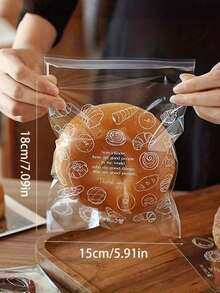 50/100个装面包袋烘焙吐司自粘袋泡芙甜甜圈餐袋密封袋自粘密封烘焙袋 - 非常适合存放面包、羊角面包、饼干、曲奇、蛋糕等！餐厅厨房用品（图案随机） - 彩色 - 查看 18