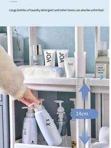 1 pieza Estantería de almacenamiento rectangular para la cocina, carrito rodante independiente, estantería organizadora para el baño, estantería de varios niveles para almacenar artículos de tocador y aperitivos