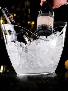 2/1pc 冰桶，透明冰桶，户外野餐冰桶，带手柄的香槟葡萄酒饮料冷却器，易于携带，香槟，啤酒便携式水果储物篮，适用于酒吧、俱乐部、夏季饮品、鸡尾酒吧的酒吧配件，适合香槟或啤酒瓶