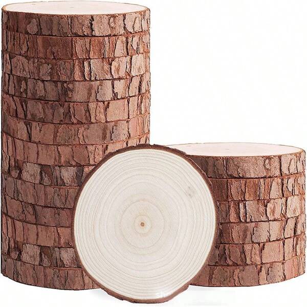20pcs 5-10cm Unfinished Wooden Rings, Unpunched Wooden Hoops For DIY Crafts, Wood Discs, Wedding Centerpieces, Christmas Tree Decor