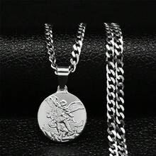Stainless Steel St. Michael Archangel Necklace, Unisex, Gold/Silver Color, Fashion Jewelry, Couples Gift - Necklace - View 16