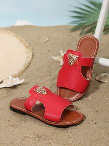 Animal Decor Children's Lightweight Slide Sandals, New Summer Style For Indoor & Outdoor Wear