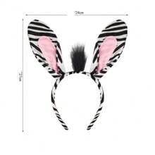 1 pièce Ensemble de 3 pièces mode européenne et américaine pour fête : Serre-tête avec oreilles de zèbre, nœud papillon et queue, accessoires de costume de bandeau décoratif exagéré pour Halloween