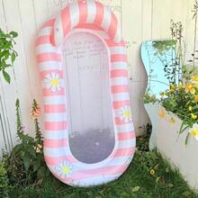 1 pieza Tumbona inflable flotante, sofá inflable portátil para exteriores para piscina, playa, vacaciones, artículos esenciales de playa, accesorios de playa - Multicolor - Ver 8