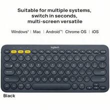 Logitech K380 无线蓝牙键盘 – 超薄静音、便携式设计、多设备配对、兼容 iPad、笔记本电脑、手机和平板电脑 - 黑色 - 查看 4